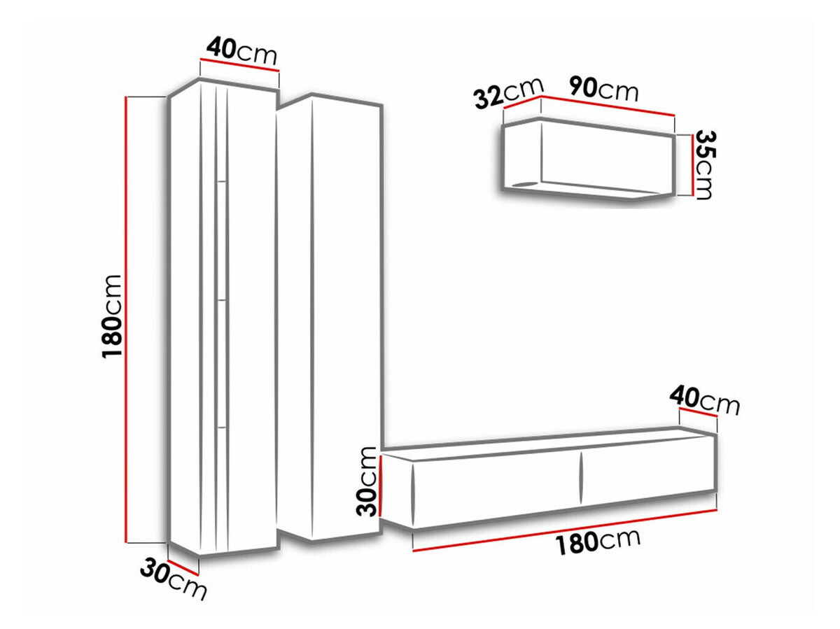Set za dnevnu sobu Venenou 136 (Belo + Sjajno belo)