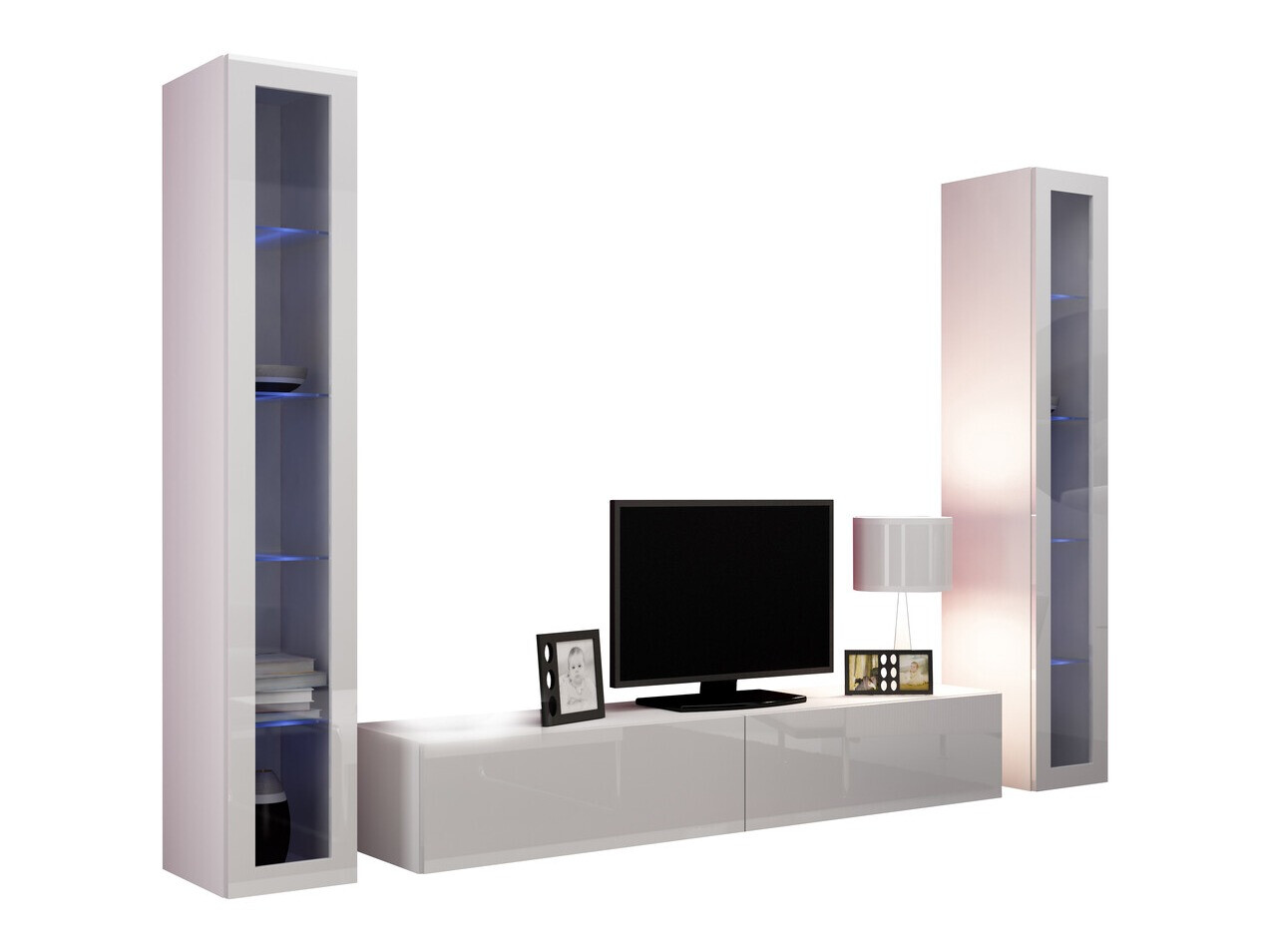 Set za dnevnu sobu Venenou 140 (Belo + Sjajno belo)