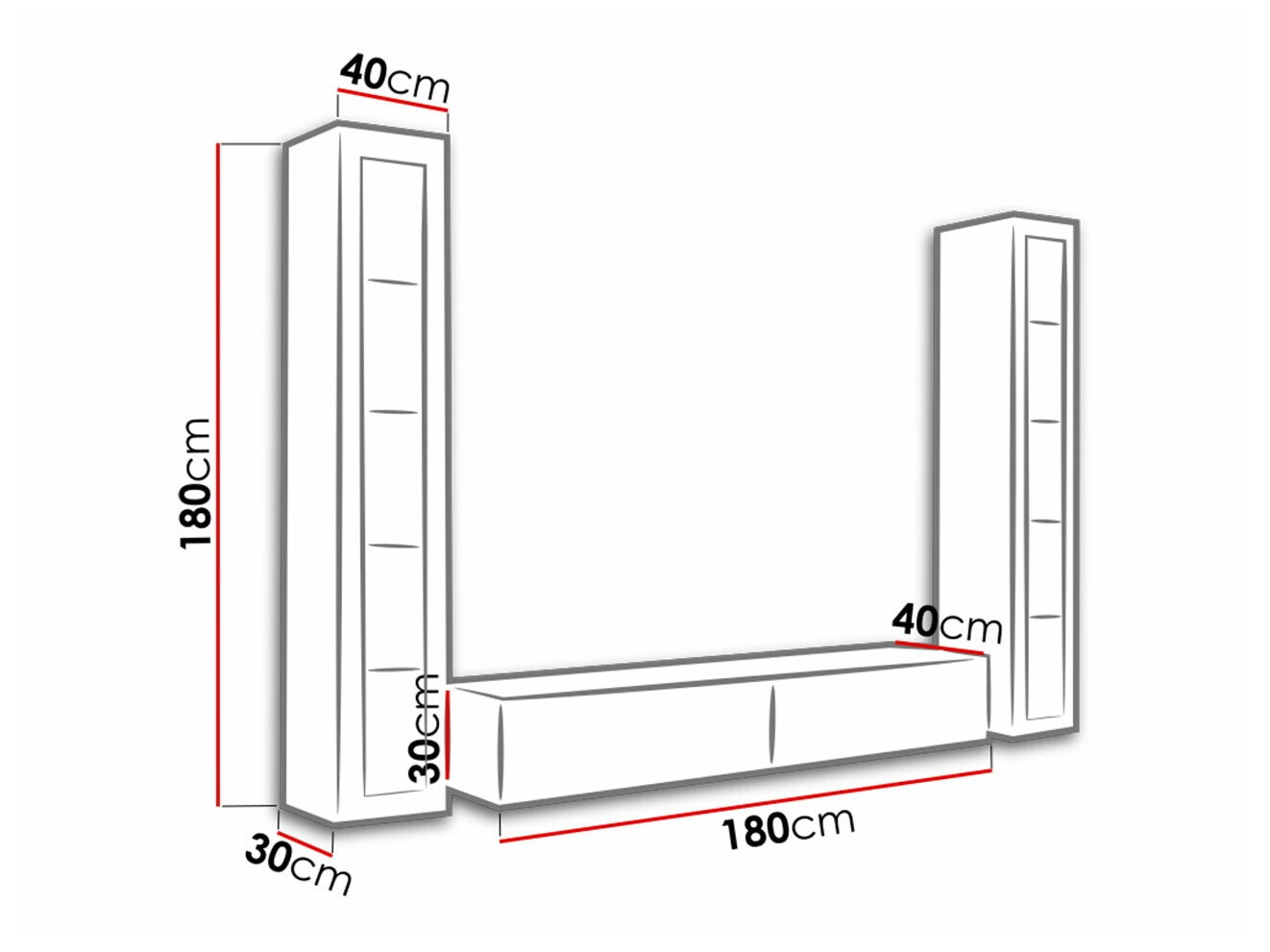 Set za dnevnu sobu Venenou 140 (Belo + Sjajno belo)