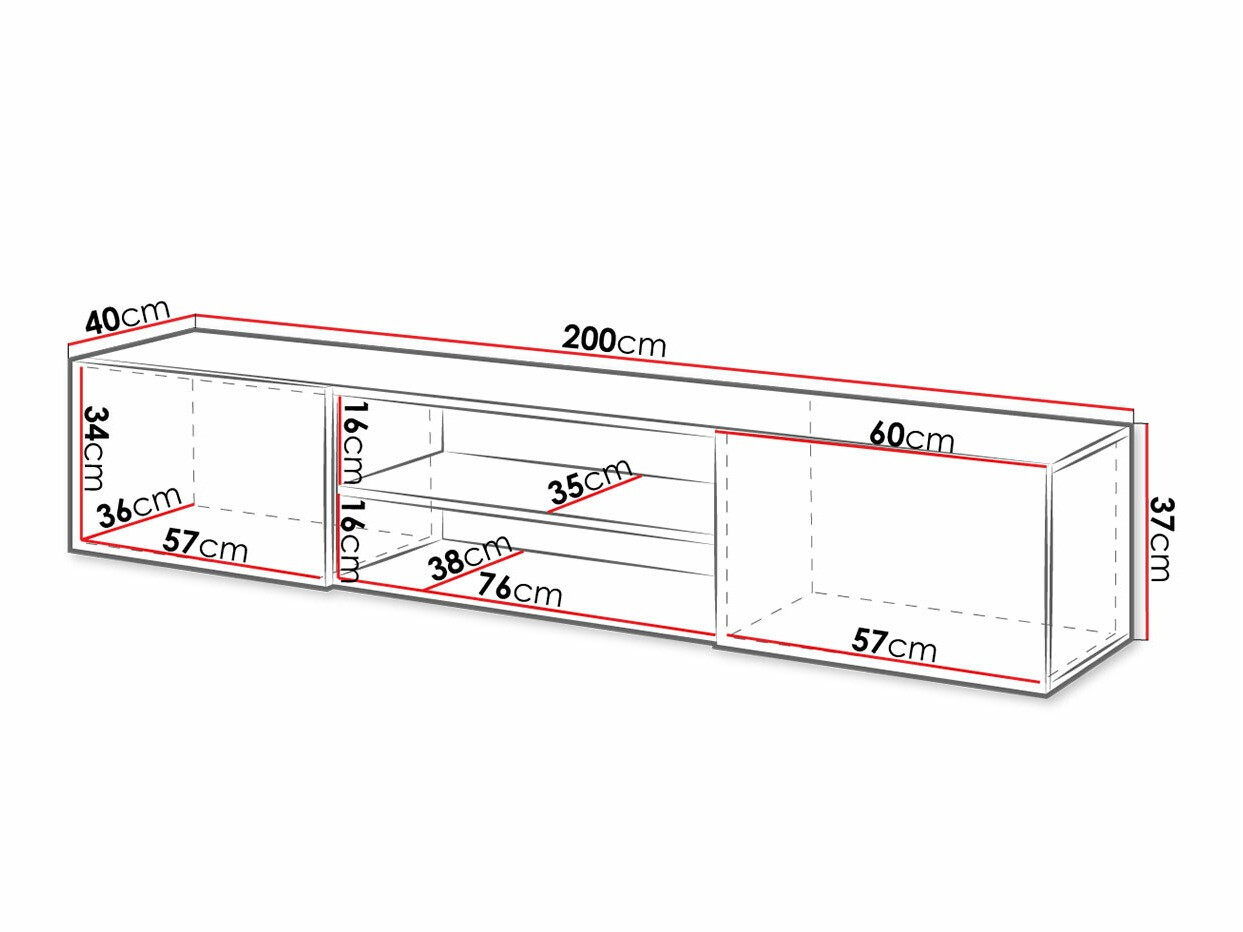 TV sto Charlotte 164 (Belo + Sjajno belo)