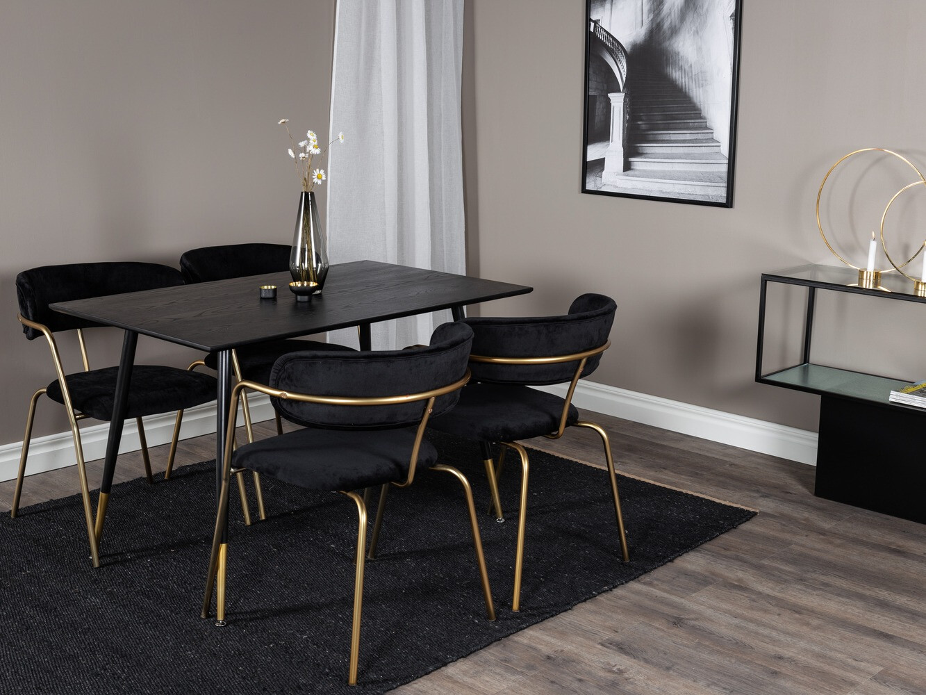 Trpezarijski set Dallas 1694 (Crno + Zlatna)