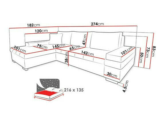 Ugaona sofa Comfivo 212 (Otusso 14 + Sorriso 04)