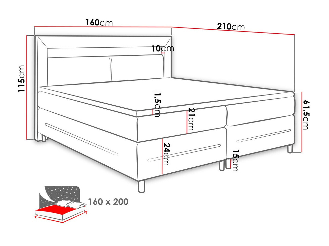 Boxspring krevet Ros (Soft 010)