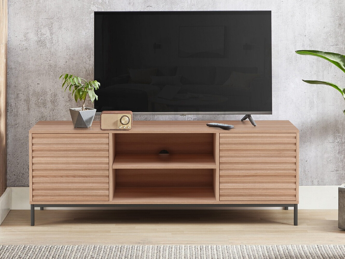 TV komoda Denton 844 (Crno + Hrast)