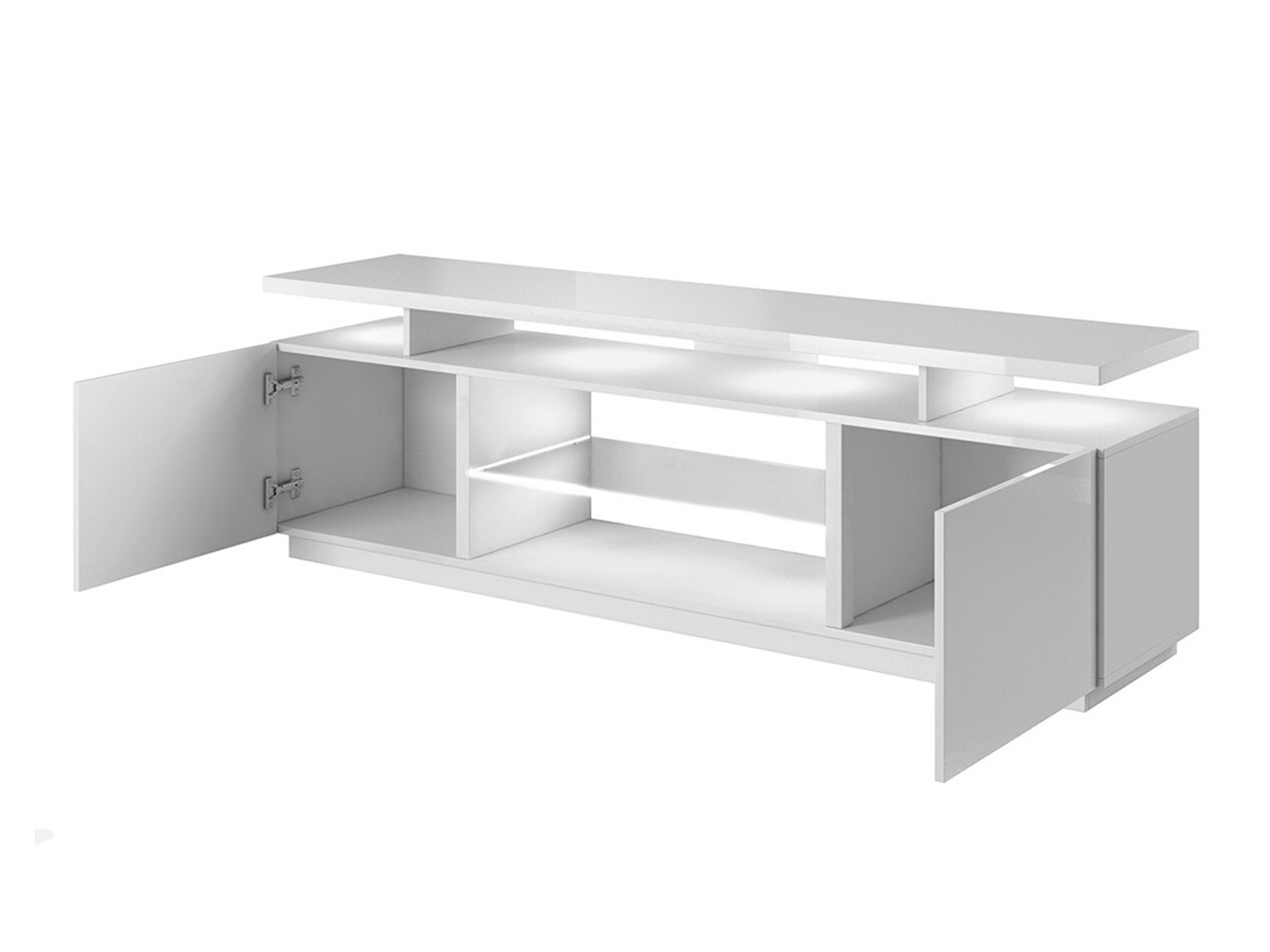 TV sto Charlotte 138 (Belo + Sjajno belo)