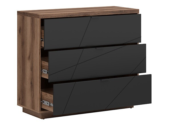 Komoda Fivale 118 (Tamni Delano hrast + Mat crna)