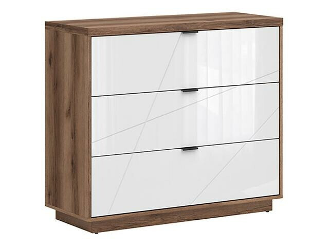 Komoda Fivale 118 (Tamni Delano hrast + Sjajno belo)