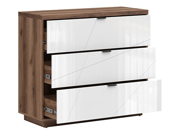 Komoda Fivale 118 (Tamni Delano hrast + Sjajno belo)