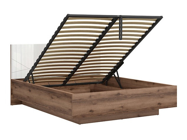 Krevet Fivale 122 (Tamni Delano hrast + Sjajno belo)