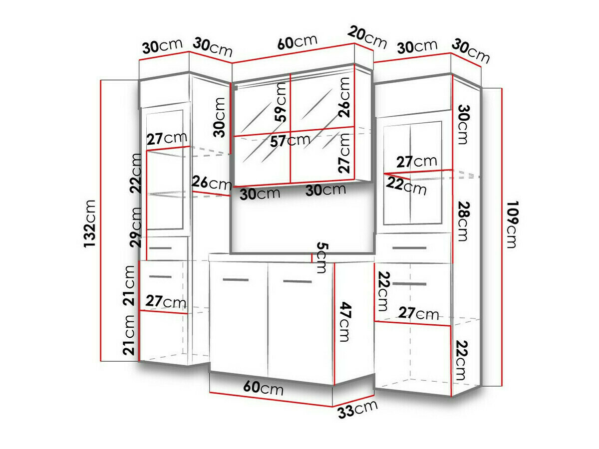 Set za kupatilo Sarasota 140 (Sjajno belo + Matera siva)