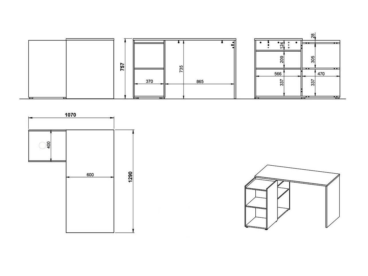 Ugaoni kancelarijski sto Sacramento 374