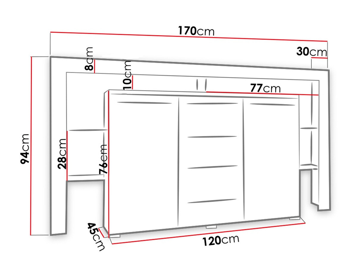 Komoda Nashville 106 (Belo + Crna visoki sjaj)