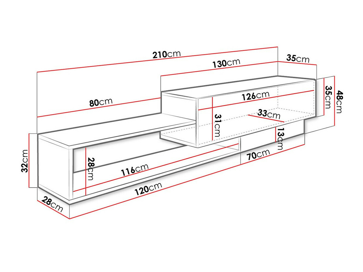 TV sto Utica 117 (Belo + Вотан храст)