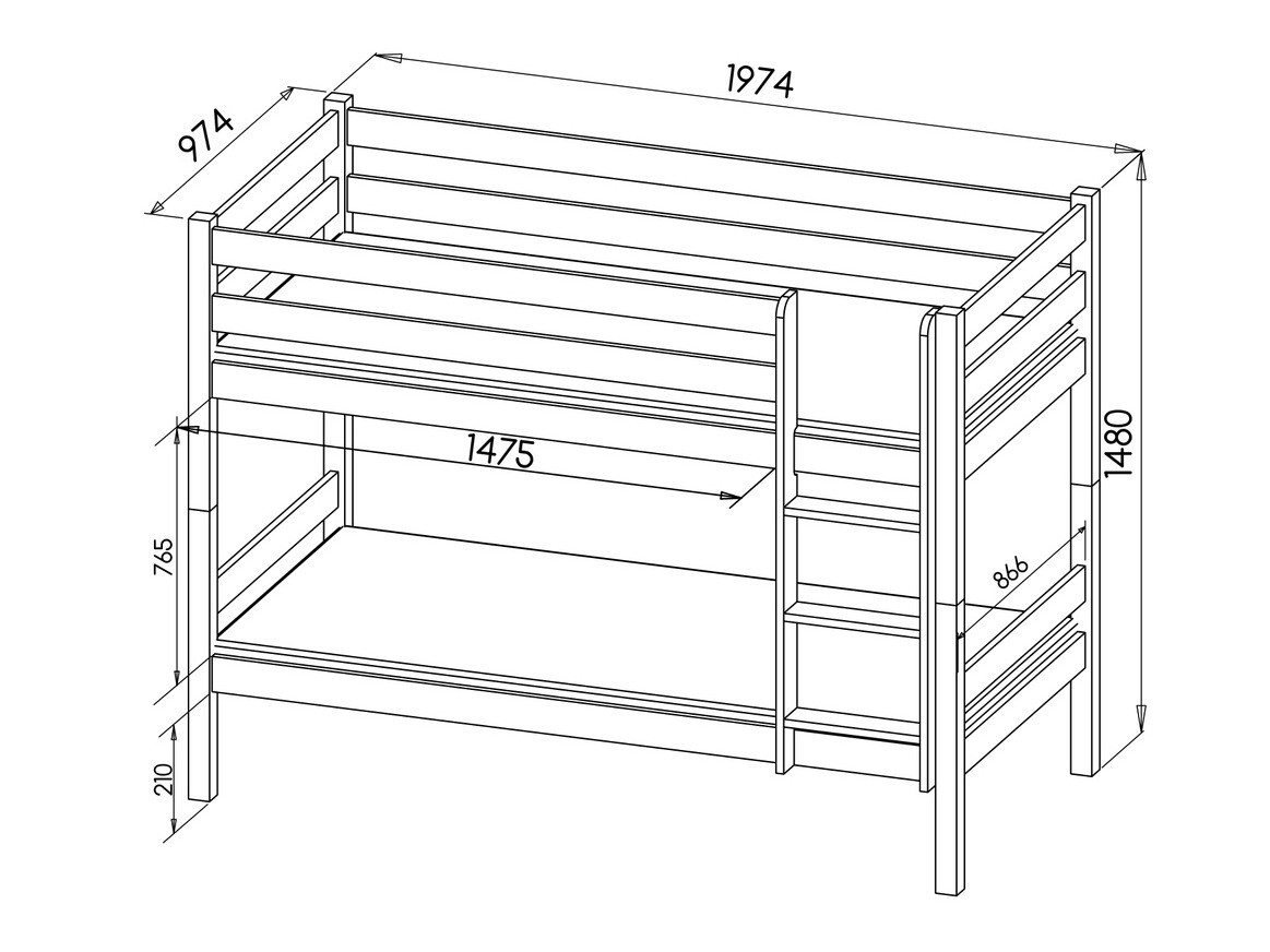 Krevet na sprat Ogden 163 (Antracit)