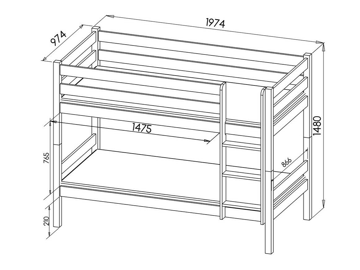 Krevet na sprat Ogden 163 (Belo)