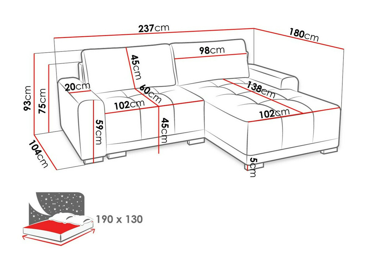 Ugaona sofa Columbus 183 (Country 12)