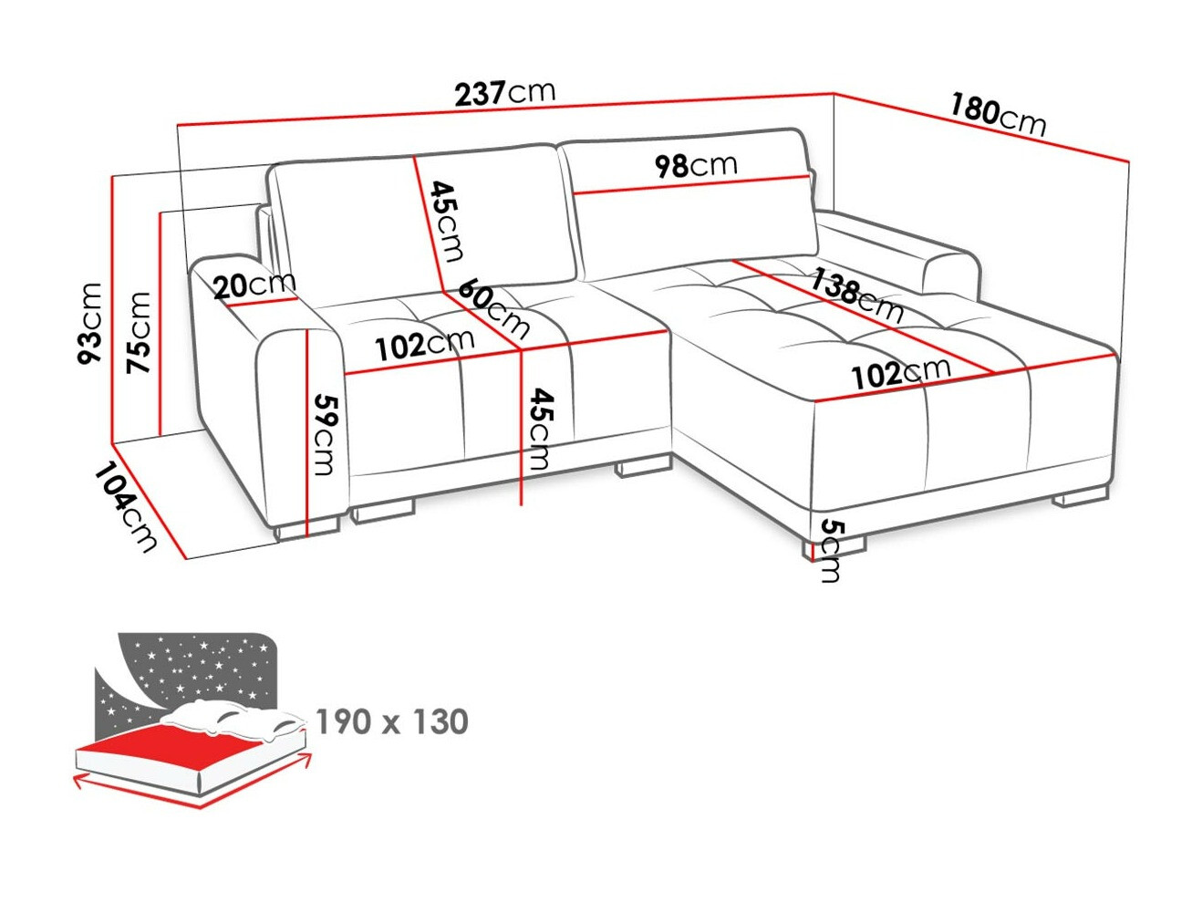 Ugaona sofa Columbus 183 (Country 3)