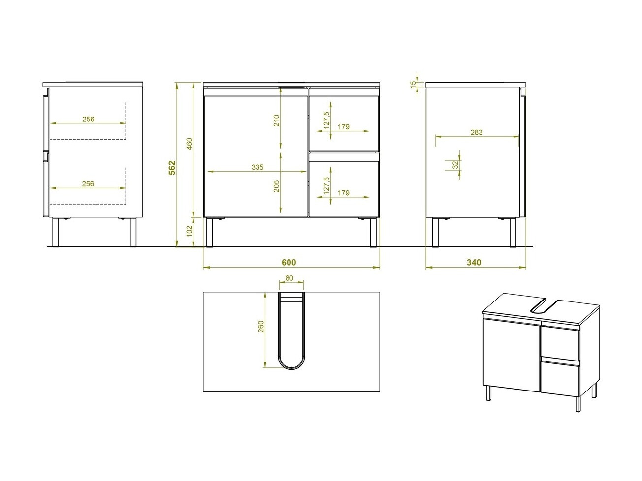 Samostojeći kupatilski ormarić za umivaonik Levtalo 100