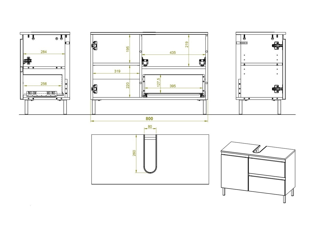 Samostojeći kupatilski ormarić za umivaonik Levtalo 101