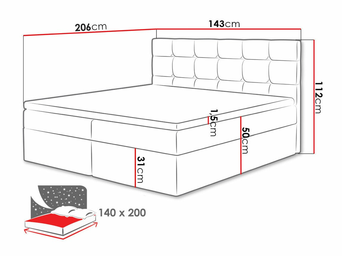 Boxspring krevet Comfivo 196 (Muna 08)
