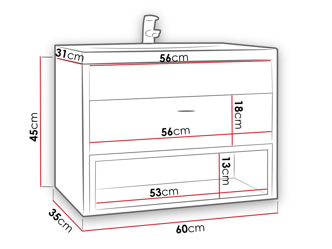 Viseći kupatilski element za lavabo Baltesi 118 (Belo + Zanatski hrast)