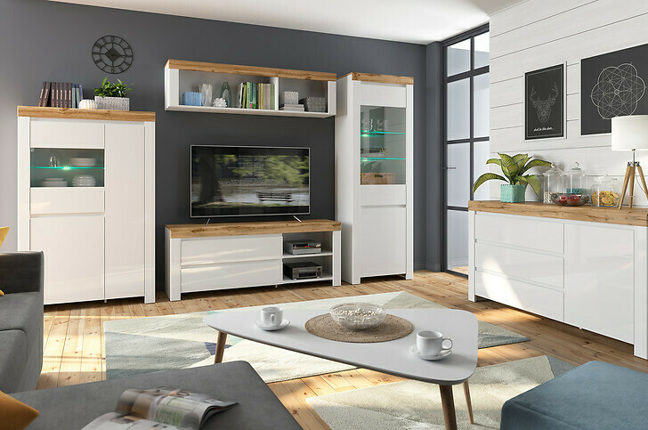 Komoda Sonsoru 100 (Belo + Sjajno belo + Hrast Votan)