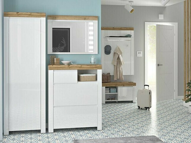 Ormar Sonsoru 117 (Belo + Sjajno belo + Вотан храст)