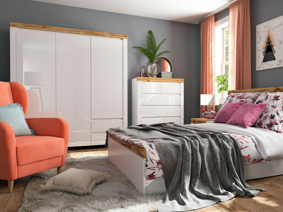 Ormar Sonsoru 120 (Belo + Sjajno belo + Hrast Votan)