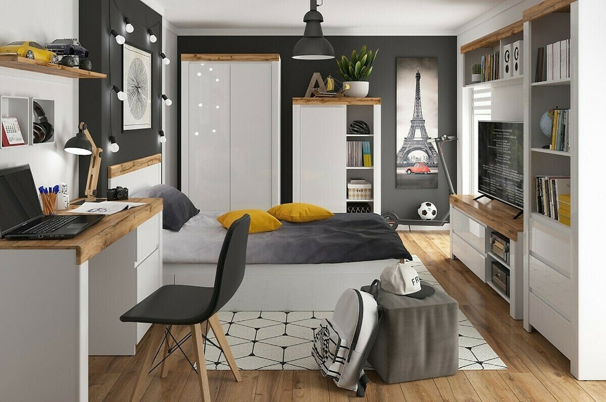 Zidna polica Sonsoru 102 (Belo + Вотан храст)