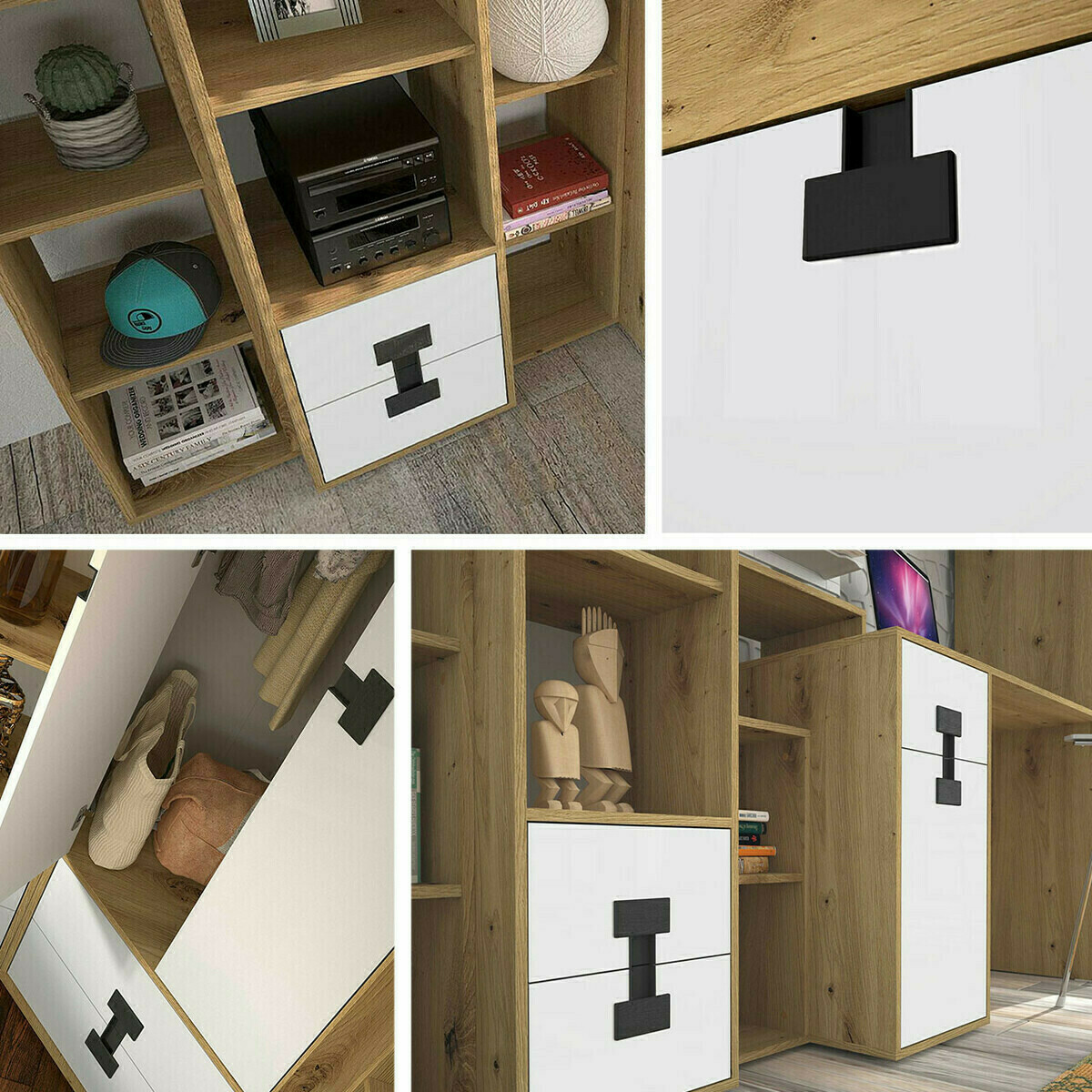 Polica Florevi 112 (Mat belo + Zanatski hrast)