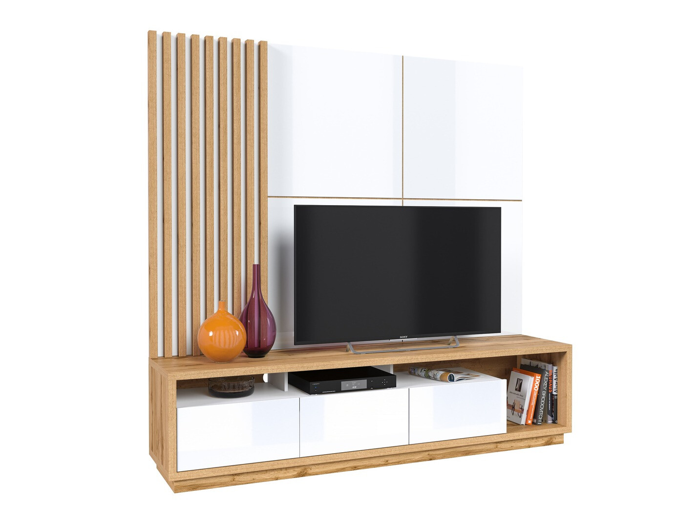 Set za dnevnu sobu Austin 360 (Вотан храст + Belo + Sjajno belo)