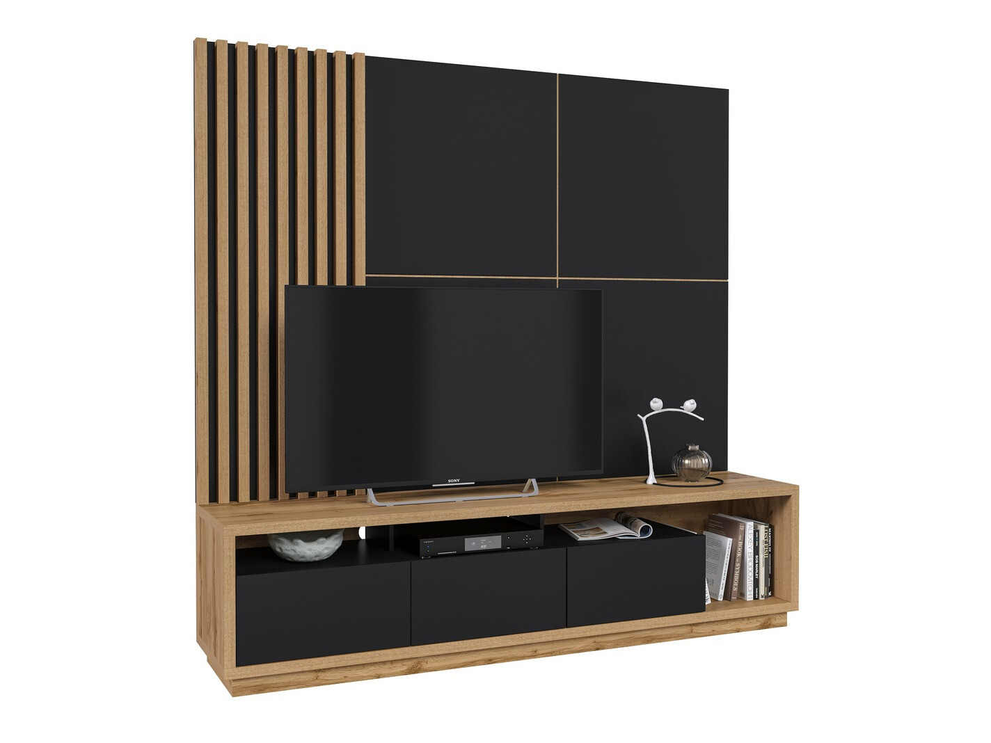 Set za dnevnu sobu Austin 360 (Вотан храст + Crno + Mat crna)