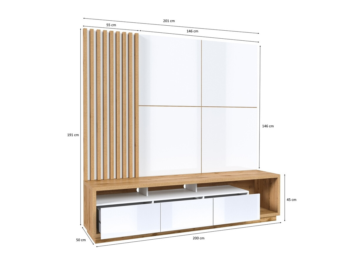 Set za dnevnu sobu Austin 360 (Вотан храст + Crno + Mat crna)