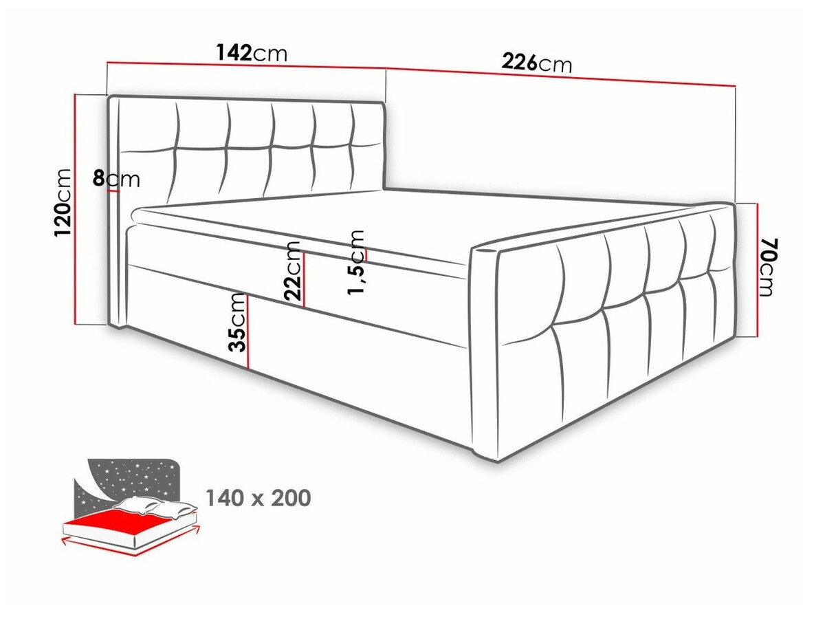 Boxspring krevet Baltimore 138 (Soft 033)