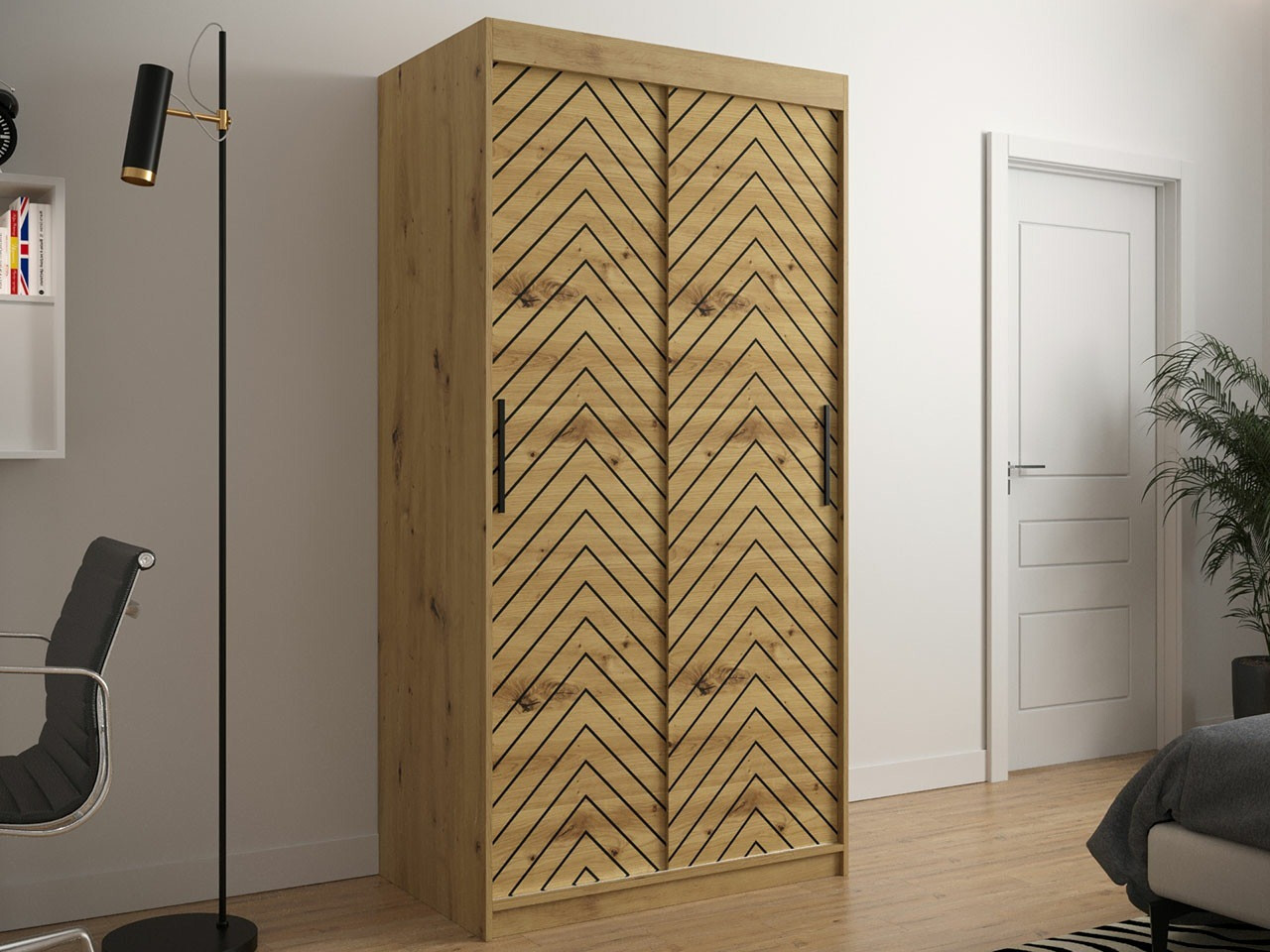 Ormar Hartford 306 (Zanatski hrast + Crno)