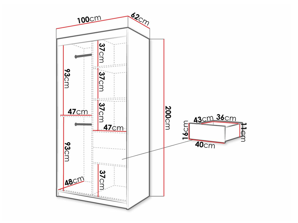 Ormar Hartford 307 (Zanatski hrast + Crno)