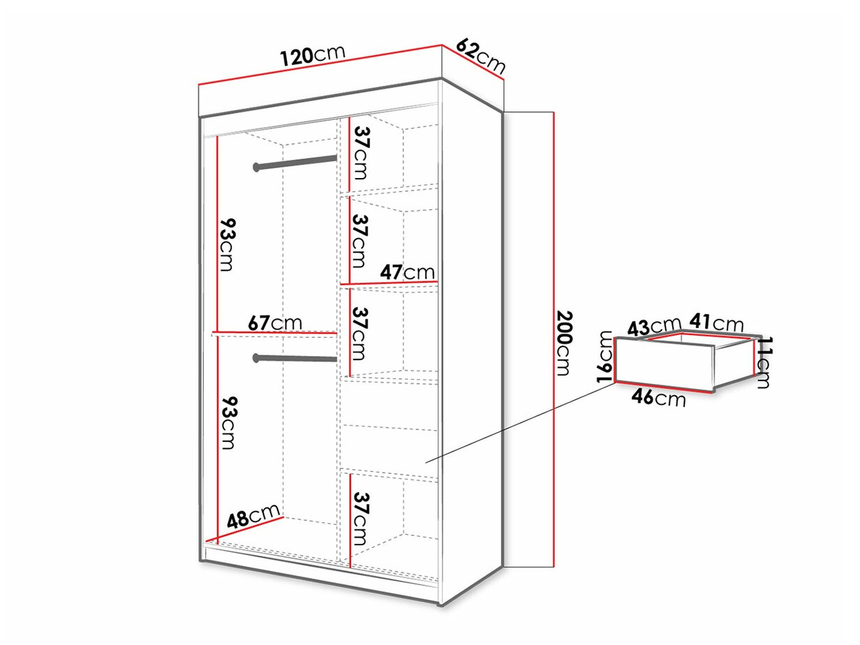 Ormar Hartford 309 (Zanatski hrast + Crno)