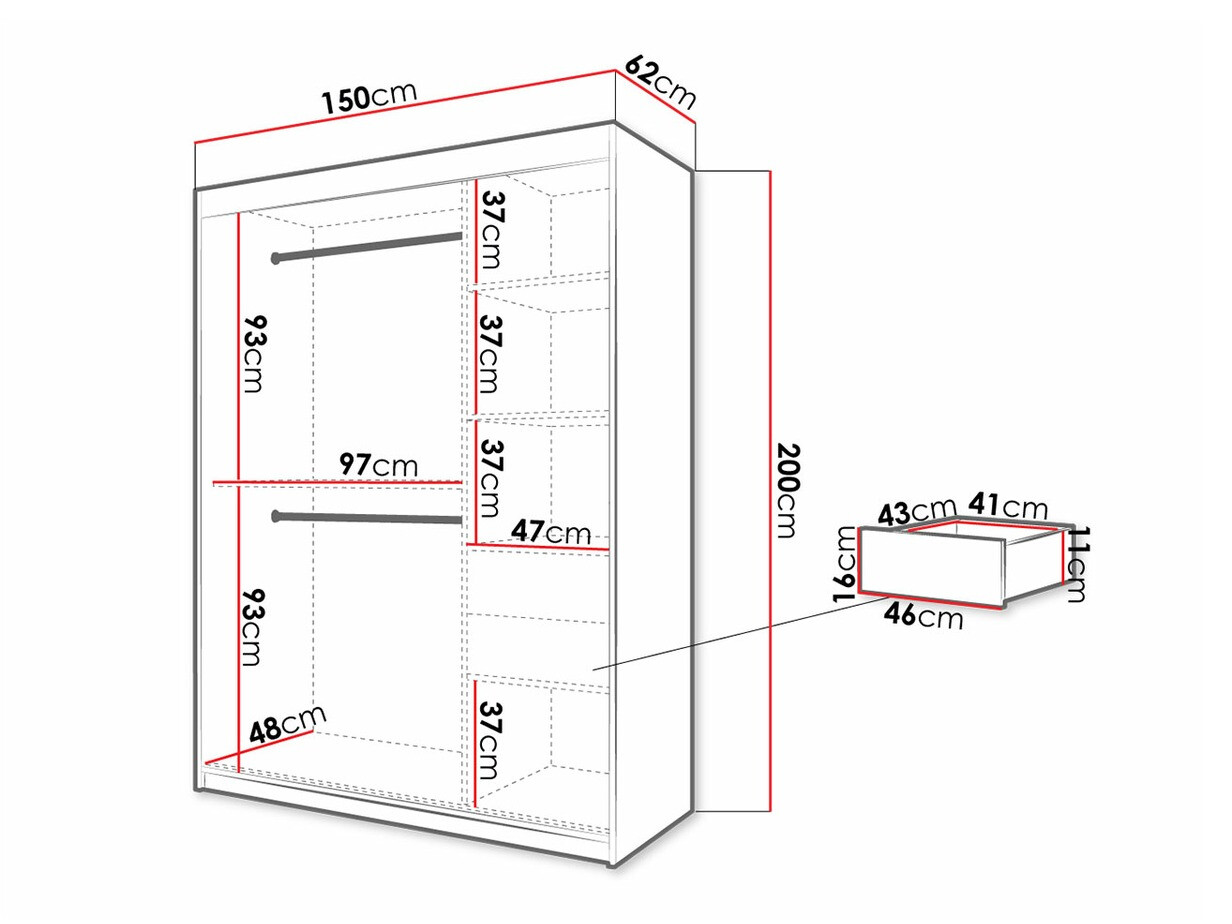 Ormar Hartford 311 (Zanatski hrast + Crno)