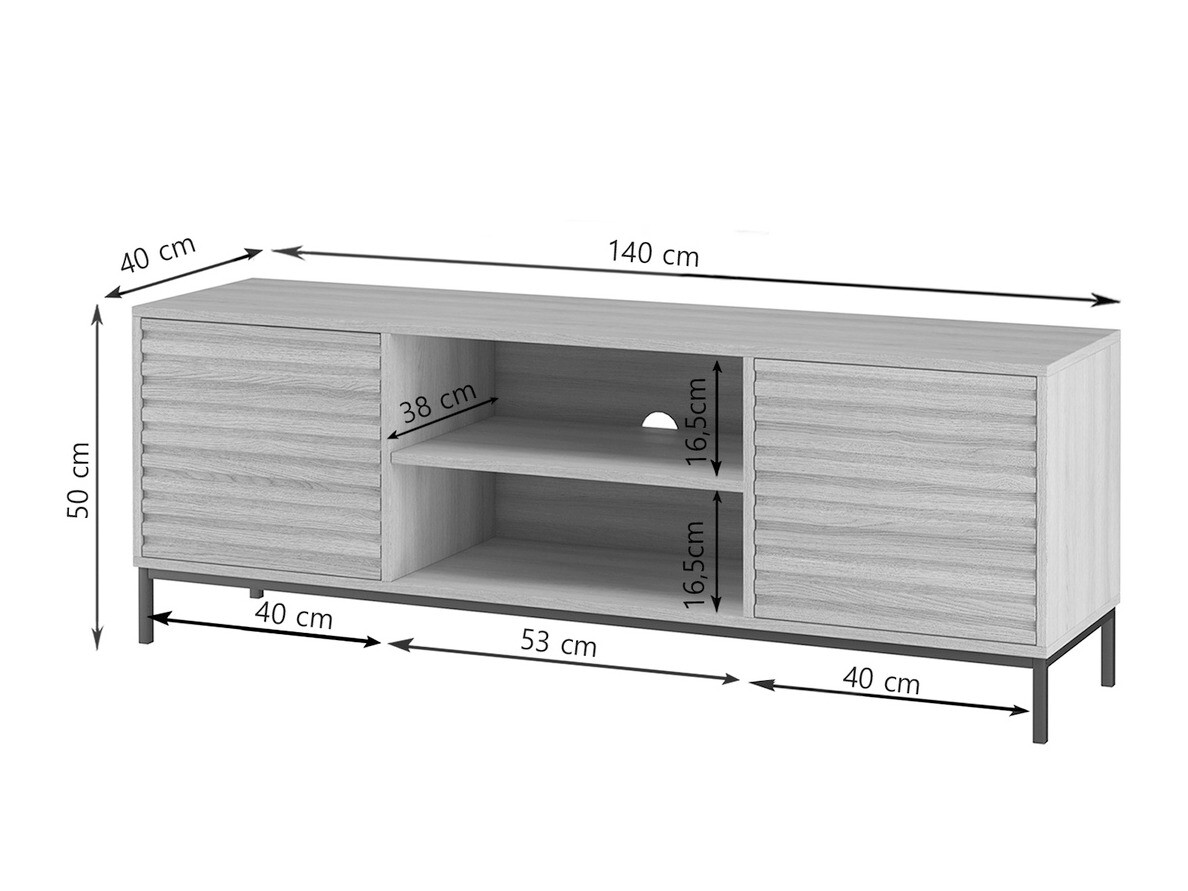 TV komoda Denton 844 (Crno + Hrast)