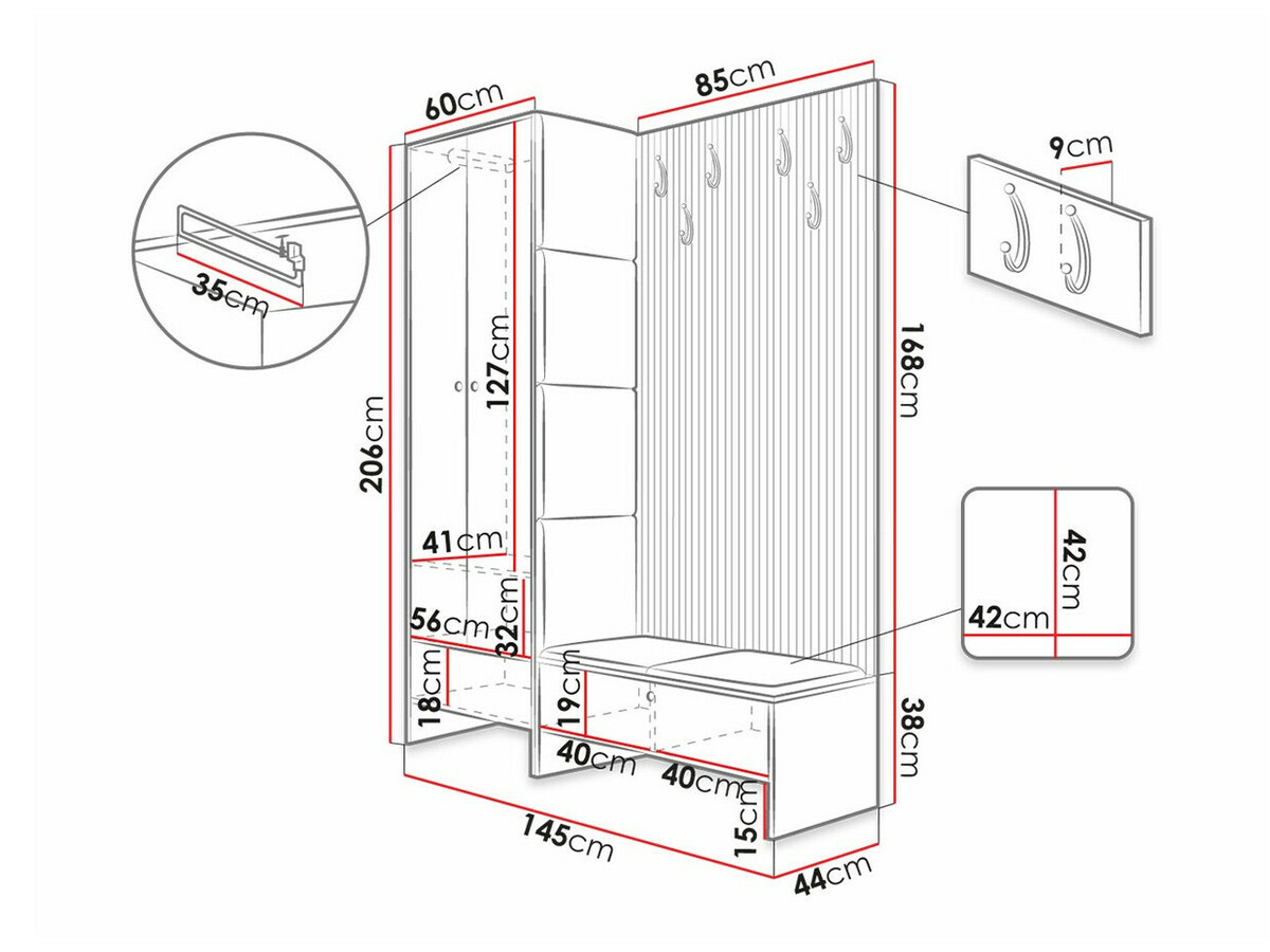 Set za hodnik Hartford 320 (Zanatski hrast + Manila 35)