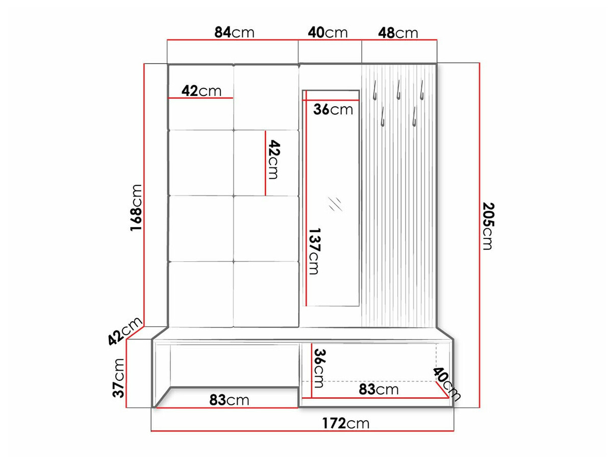 Set za hodnik Hartford 322 (Zanatski hrast + Soft 017)