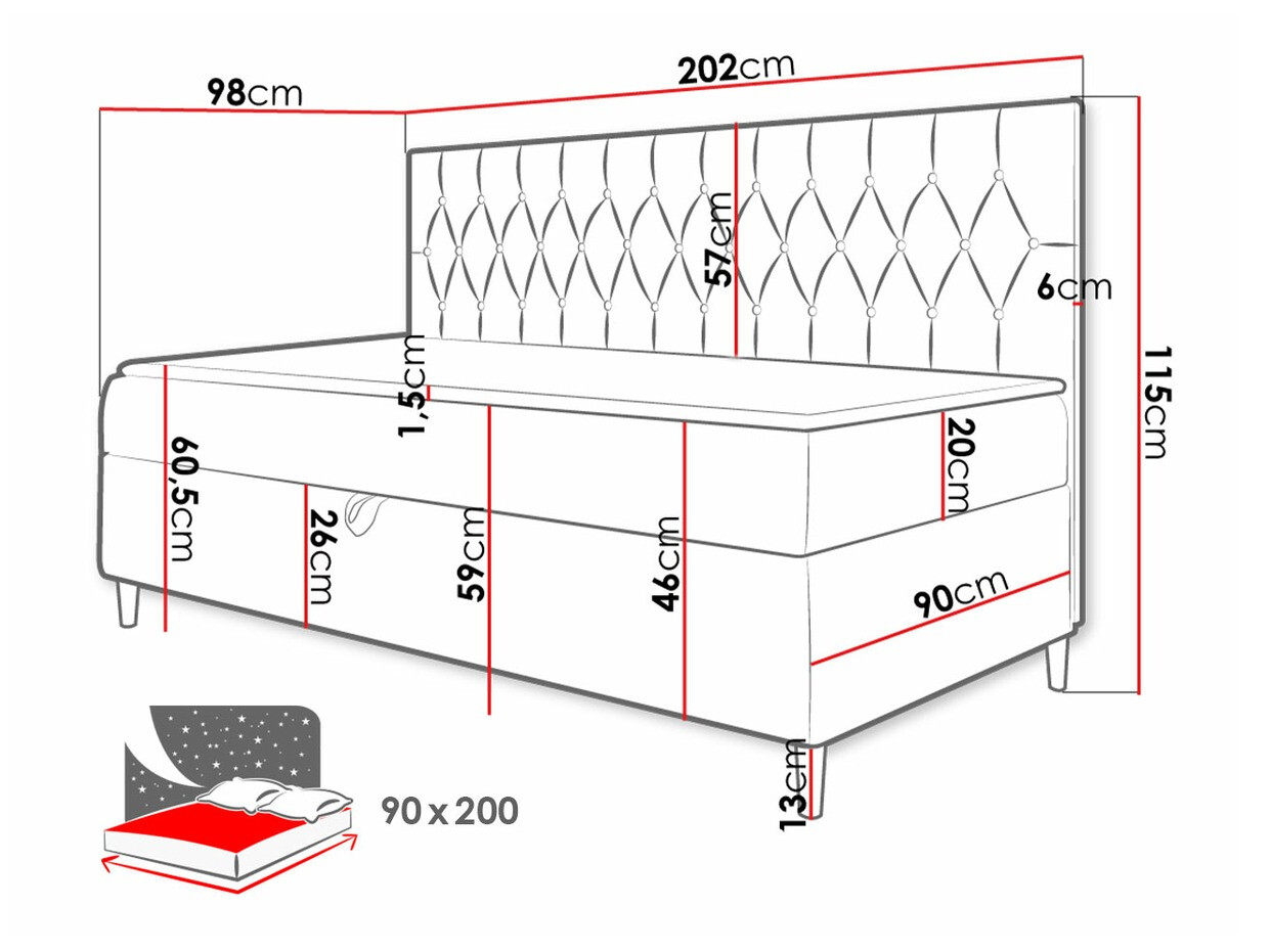 Boxspring krevet Baltimore 166 (Soft 017 + Fresh 1)