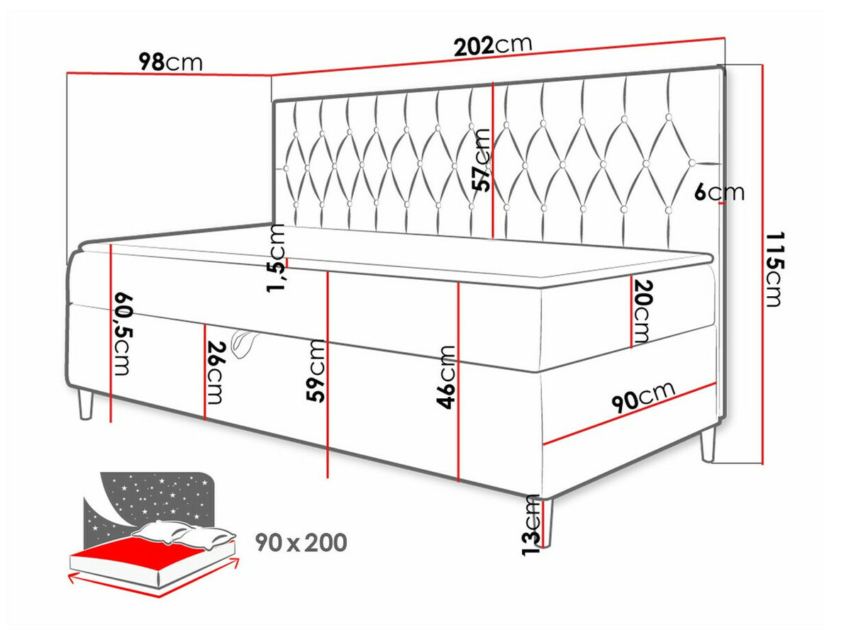 Boxspring krevet Baltimore 166 (Soft 017 + Fresh 37)