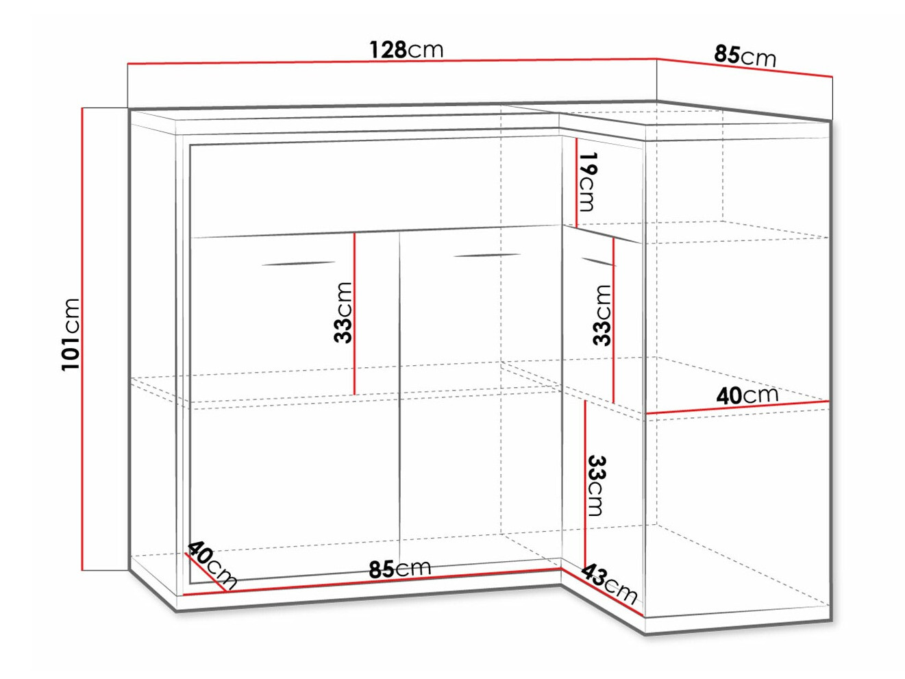 Ugaona komoda Etrmoni 106 (Svetlo drvo)