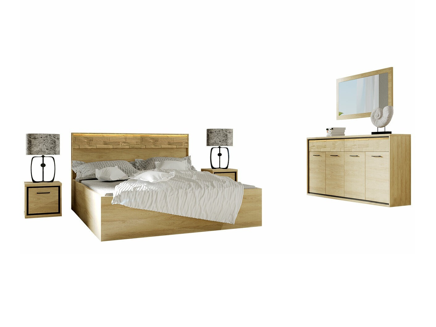 Set spavaća soba Etrmoni 122 (Svetlo drvo + Hrast)