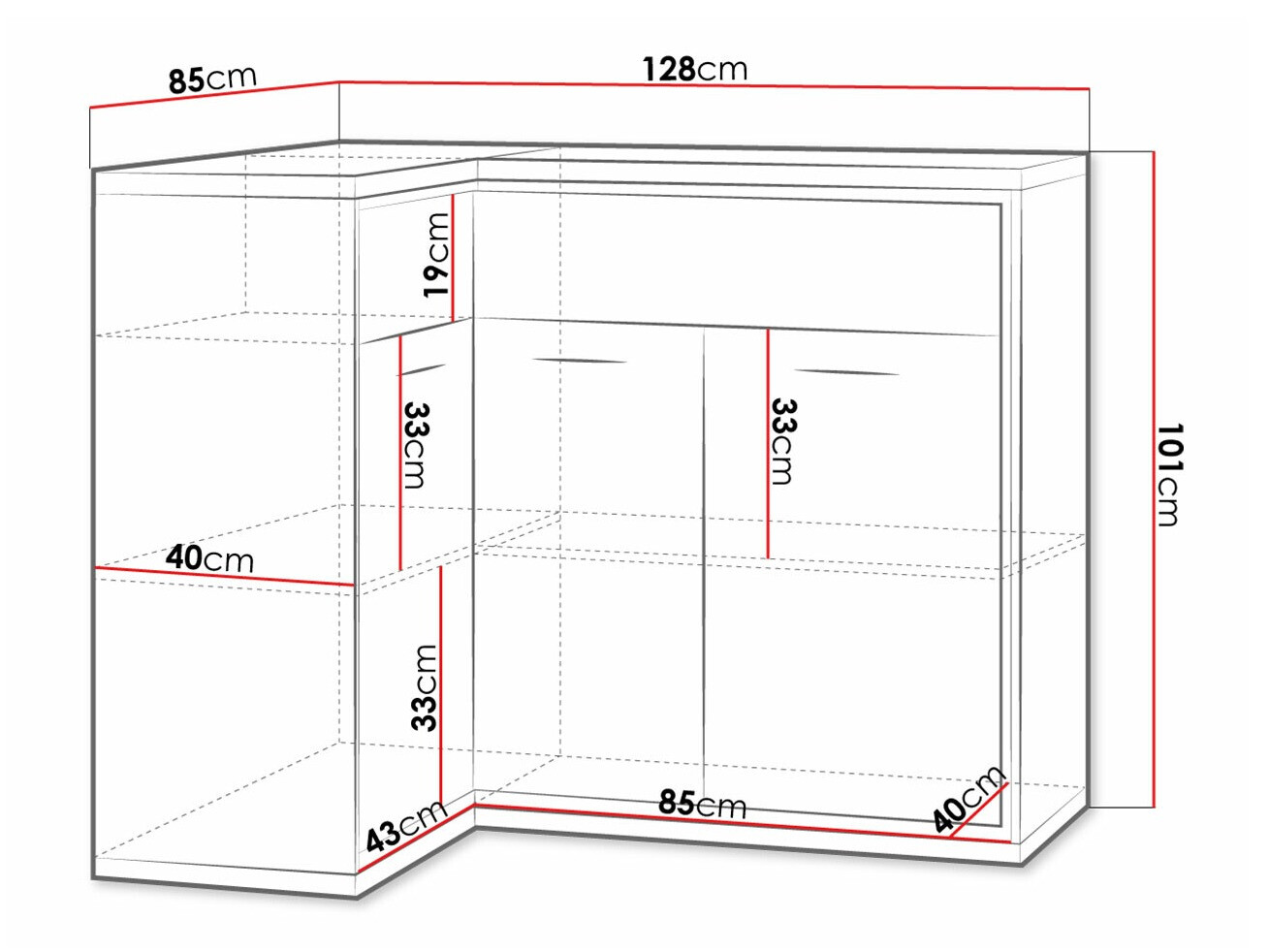 Ugaona komoda Etrmoni 121 (Svetlo drvo)