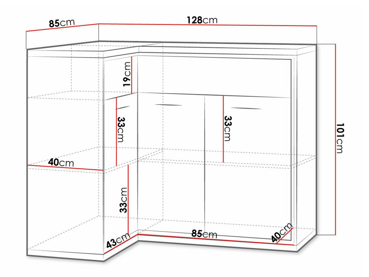 Ugaona komoda Etrmoni 121 (Svetlo drvo)