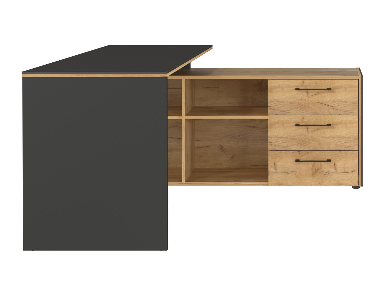 Ugaoni kancelarijski sto Fivcalu 101 (Navarra hrast + Grafit)
