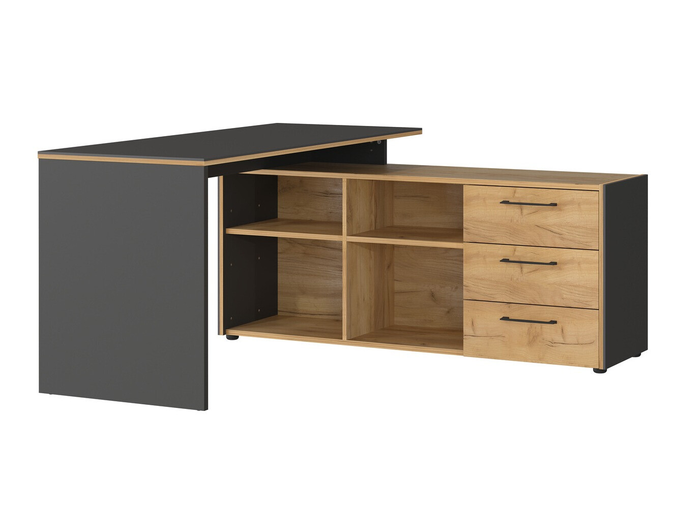 Ugaoni kancelarijski sto Fivcalu 101 (Navarra hrast + Graphite)