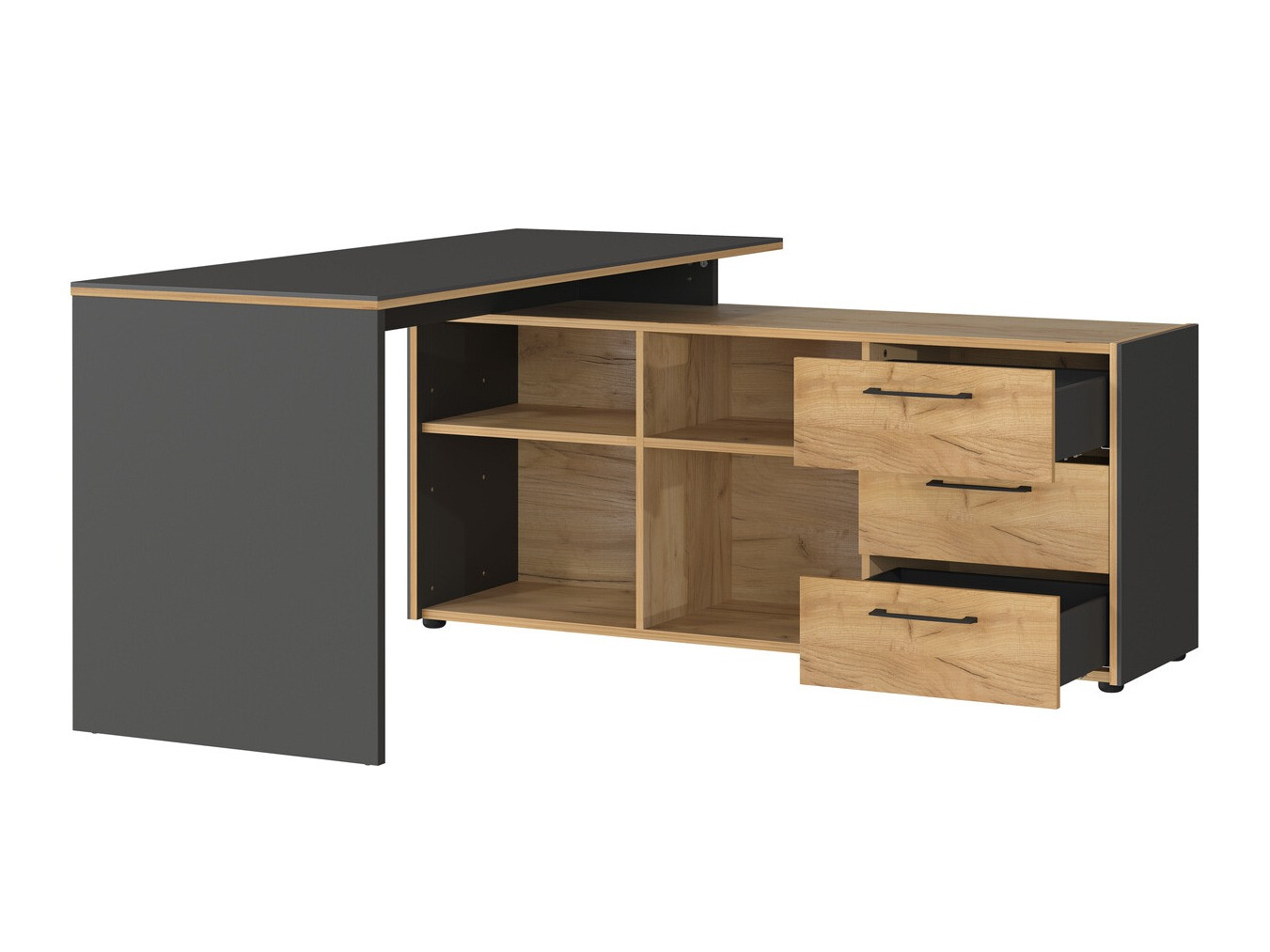 Ugaoni kancelarijski sto Fivcalu 101 (Navarra hrast + Graphite)
